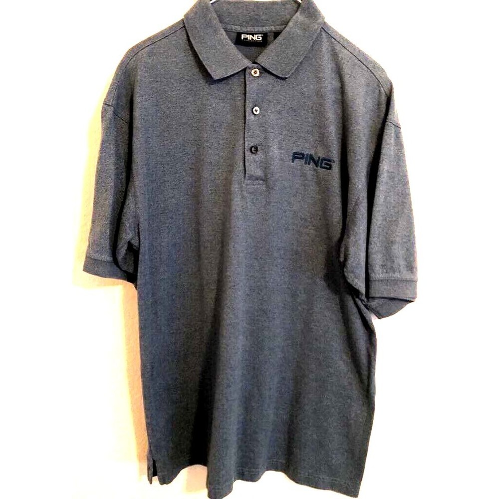 Ping Mens Golf Polo Shirt Green Heathered Short Sleeve Classic M